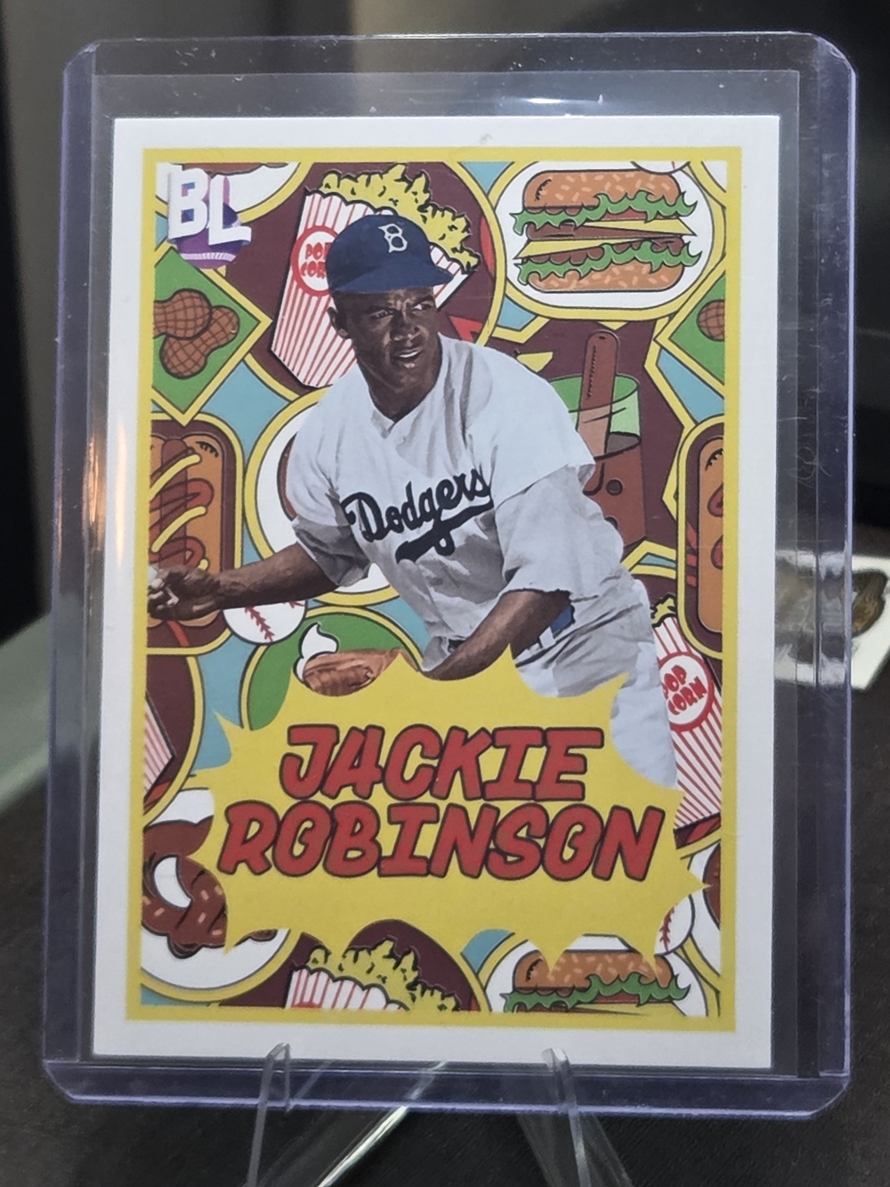 Jackie Robinson Dodgers Retro Baseball Card - Colorful Pop Art